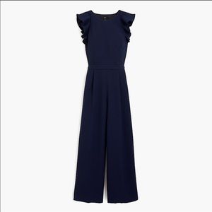J Crew Sleeveless Ruffles Jumpsuit in 365 Crepe